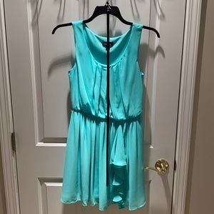medium teal dress, tank style, with black thin belt